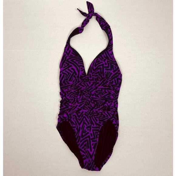 Magicsuit Miraclesuit One Piece Swimsuit Womens Size 8 Estilo Purple Halter‎ - Picture 1 of 7